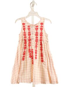 PINK CHICKEN  HOT PINK  WINDOWPANE EMBROIDERED DRESS