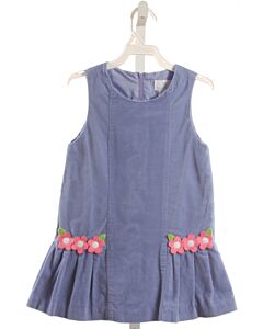 FLORENCE EISEMAN  BLUE CORDUROY FLORAL APPLIQUED DRESS