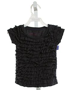 CREWCUTS  BLACK    KNIT SS SHIRT WITH RUFFLE