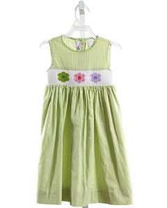 SILLY GOOSE  LIME GREEN  GINGHAM SMOCKED DRESS