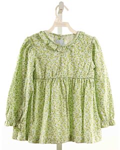 LITTLE ENGLISH  LT GREEN  FLORAL  DRESS SHIRT WITH RUFFLE