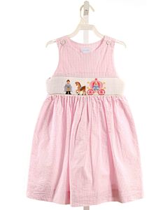 VIVE LA FETE  PINK SEERSUCKER STRIPED SMOCKED DRESS