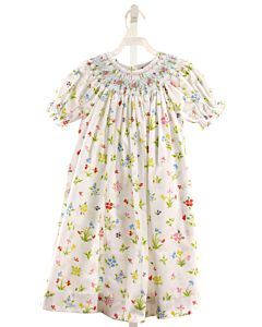 LITTLE ENGLISH  WHITE  FLORAL SMOCKED DRESS