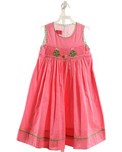 CLAIRE AND CHARLIE  HOT PINK  POLKA DOT SMOCKED DRESS WITH RIC RAC
