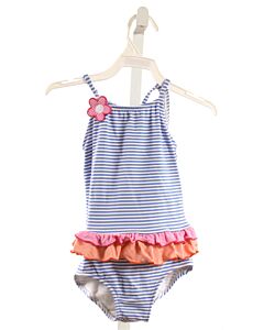 FLORENCE EISEMAN  BLUE  STRIPED  1-PIECE SWIMSUIT