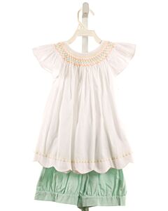 ALICE KATHLEEN  WHITE  GINGHAM SMOCKED 2-PIECE OUTFIT