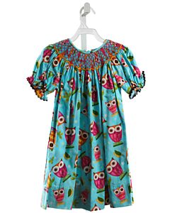 LITTLE THREADS  MULTI-COLOR  PRINT SMOCKED DRESS