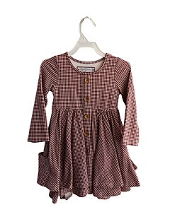 SWEET HONEY  MAROON  GINGHAM  KNIT DRESS WITH RUFFLE