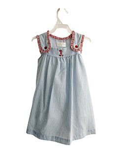 CECIL & LOU  LT BLUE SEERSUCKER STRIPED EMBROIDERED DRESS