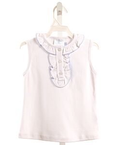 LITTLE ENGLISH  WHITE    SLEEVELESS SHIRT WITH RUFFLE