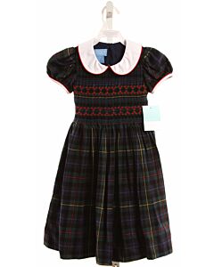 ANAVINI  FOREST GREEN  PLAID SMOCKED DRESS
