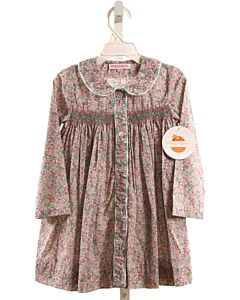 PEGGY GREEN  LT PINK  FLORAL SMOCKED DRESS
