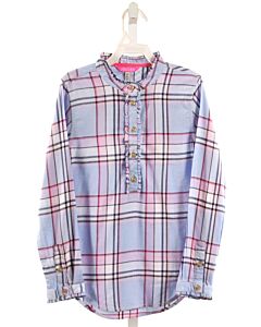 JOULES  LT BLUE  PLAID  SHIRT-LS WITH RUFFLE