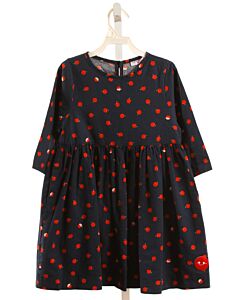 SMILING BUTTON  NAVY  PRINT  DRESS
