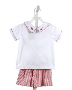 THE OAKS APPAREL  RED  STRIPED EMBROIDERED 2-PIECE OUTFIT