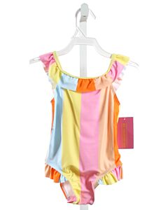 THE OAKS APPAREL   MULTI-COLOR  STRIPED  1-PIECE SWIMSUIT