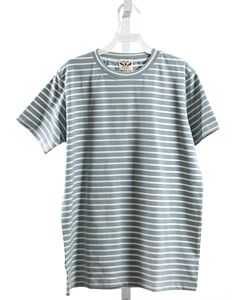 THE OAKS APPAREL   BLUE  STRIPED  KNIT SS SHIRT