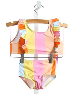 THE OAKS APPAREL   MULTI-COLOR  STRIPED  2-PIECE SWIMSUIT WITH RUFFLE