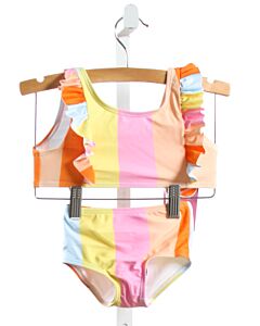 THE OAKS APPAREL   MULTI-COLOR  STRIPED  2-PIECE SWIMSUIT WITH RUFFLE