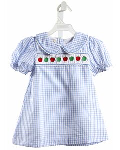 THE OAKS APPAREL   BLUE  WINDOWPANE SMOCKED DRESS