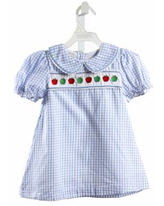 THE OAKS APPAREL   BLUE  WINDOWPANE SMOCKED DRESS