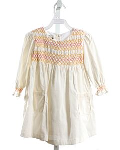 THE OAKS APPAREL   WHITE CORDUROY  SMOCKED DRESS