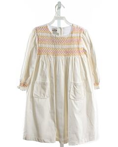 THE OAKS APPAREL   WHITE CORDUROY  SMOCKED DRESS