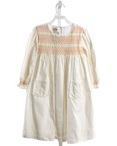 THE OAKS APPAREL   WHITE CORDUROY  SMOCKED DRESS