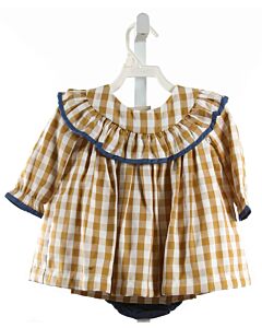 THE OAKS APPAREL   BROWN  GINGHAM  2-PIECE OUTFIT WITH RUFFLE