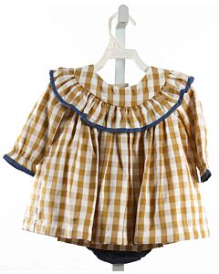 THE OAKS APPAREL   BROWN  GINGHAM  2-PIECE OUTFIT WITH RUFFLE