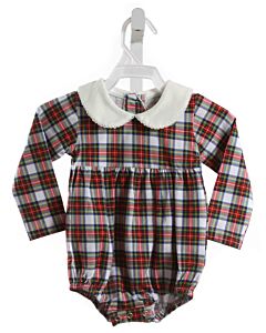 THE OAKS APPAREL   RED KNIT PLAID  BUBBLE WITH PICOT STITCHING