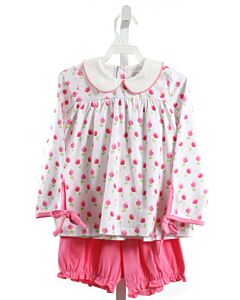 THE OAKS APPAREL   PINK KNIT FLORAL  2-PIECE OUTFIT WITH PICOT STITCHING