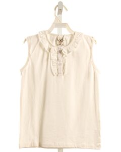 THE OAKS APPAREL   WHITE KNIT   SLEEVELESS SHIRT WITH RUFFLE