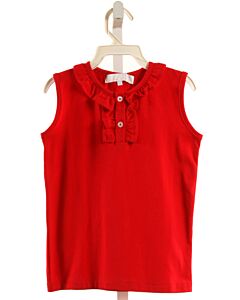 THE OAKS APPAREL   RED KNIT   SLEEVELESS SHIRT WITH RUFFLE