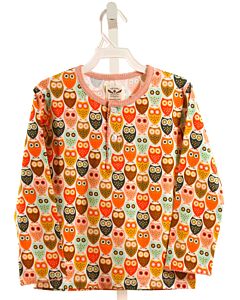 THE OAKS APPAREL   PINK   PRINTED DESIGN KNIT LS SHIRT WITH PICOT STITCHING