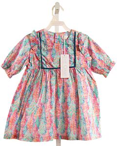 THE OAKS APPAREL   HOT PINK   PRINTED DESIGN DRESS WITH RUFFLE