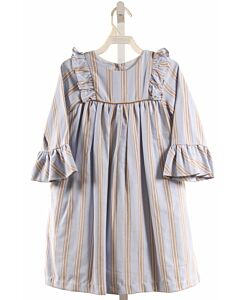 THE OAKS APPAREL   BLUE  STRIPED  DRESS WITH RUFFLE