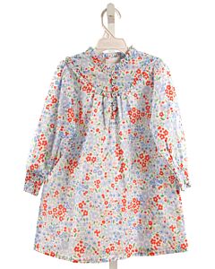 THE OAKS APPAREL   BLUE  FLORAL PRINTED DESIGN DRESS WITH RUFFLE