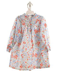 THE OAKS APPAREL   BLUE  FLORAL PRINTED DESIGN DRESS WITH RUFFLE