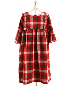 THE OAKS APPAREL   RED  PLAID  DRESS WITH RUFFLE