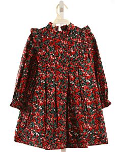 THE OAKS APPAREL   RED  FLORAL  DRESS WITH RUFFLE