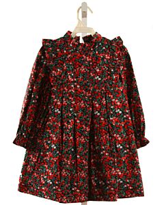 THE OAKS APPAREL   RED  FLORAL  DRESS WITH RUFFLE