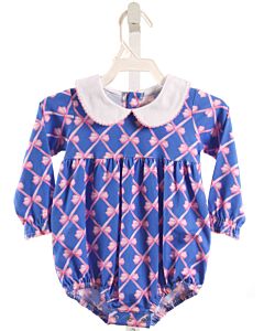 THE OAKS APPAREL   BLUE   PRINTED DESIGN KNIT BUBBLE WITH PICOT STITCHING