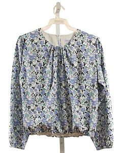 PLEAT.  BLUE  FLORAL  DRESS SHIRT WITH BUBBLE HEM
