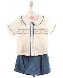 SUPER PINK  WHITE   SMOCKED 2-PIECE OUTFIT