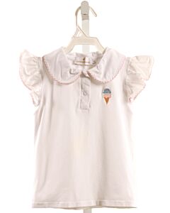 SAL & PIMENTA  WHITE   EMBROIDERED SLEEVELESS SHIRT WITH PICOT STITCHING