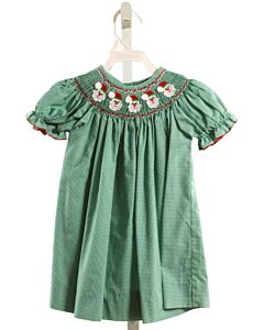 CASTLES & CROWNS  GREEN  GINGHAM SMOCKED DRESS WITH PICOT STITCHING