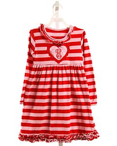 SOUTHERN TOTS  RED  STRIPED APPLIQUED KNIT DRESS WITH RUFFLE