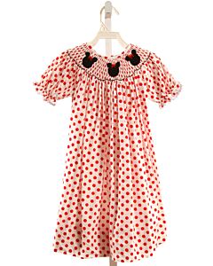NO TAG  RED  POLKA DOT SMOCKED DRESS