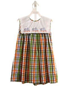 CASTLES & CROWNS  GREEN  PLAID EMBROIDERED DRESS